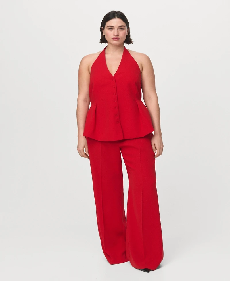 Mango Women's Halter Neck Peplum Top