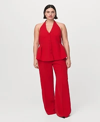 Mango Women's Halter Neck Peplum Top