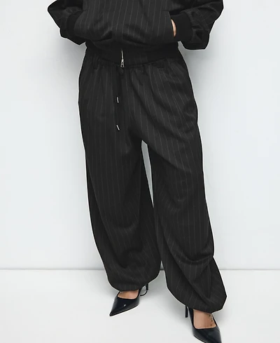 Mango Women's Pinstripe Balloon Trousers