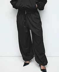 Mango Women's Pinstripe Balloon Trousers