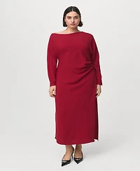 Mango Women's Boat-Neck Ruched Dress