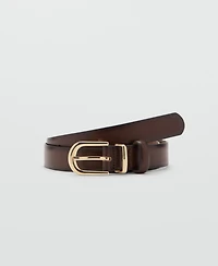 Mango Women's Buckle Leather Belt