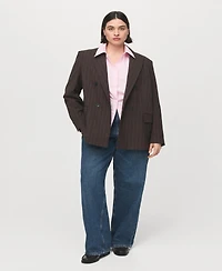 Mango Women's Double-Breasted Pinstripe Suit Blazer