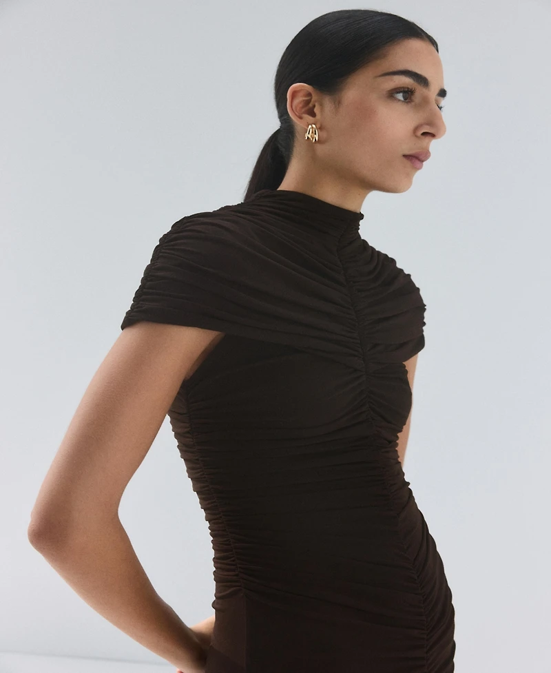 Mango Women's Gathered Body Flared Dress