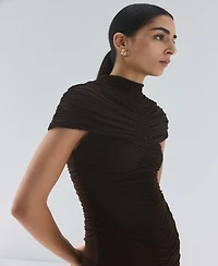 Mango Women's Gathered Body Flared Dress