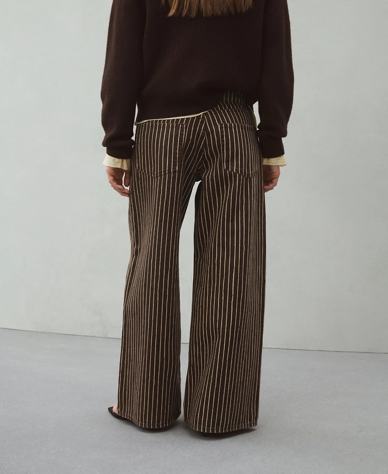 Mango Women's Wide Leg Striped Jeans