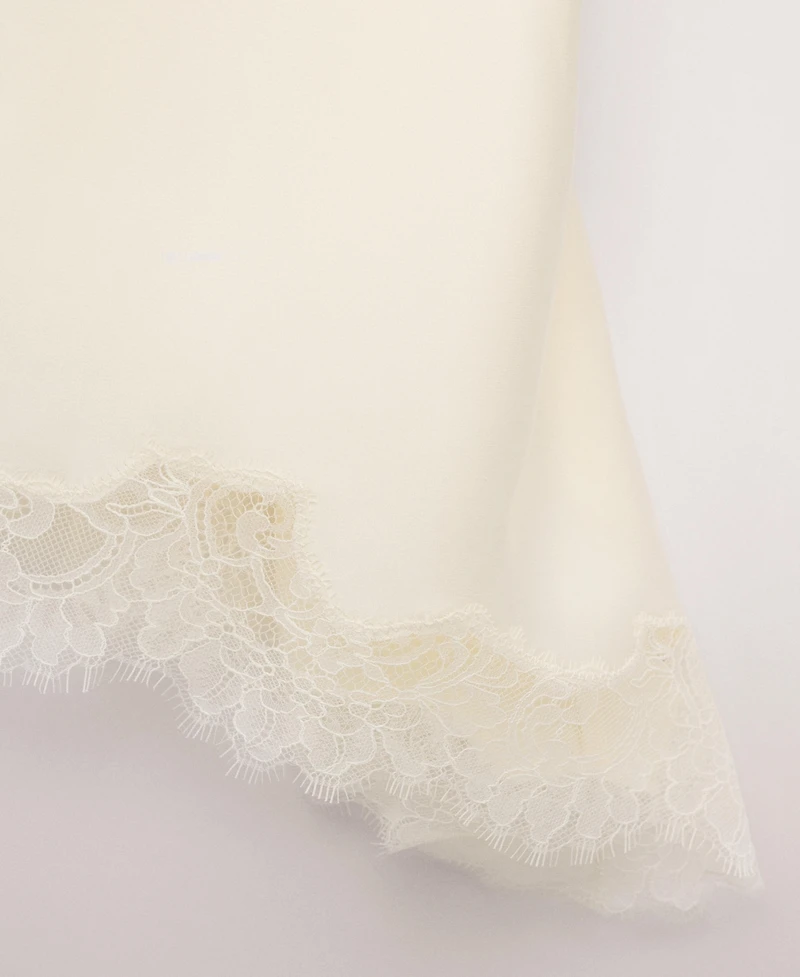 Mango Women's Asymmetric Satin Lace Top