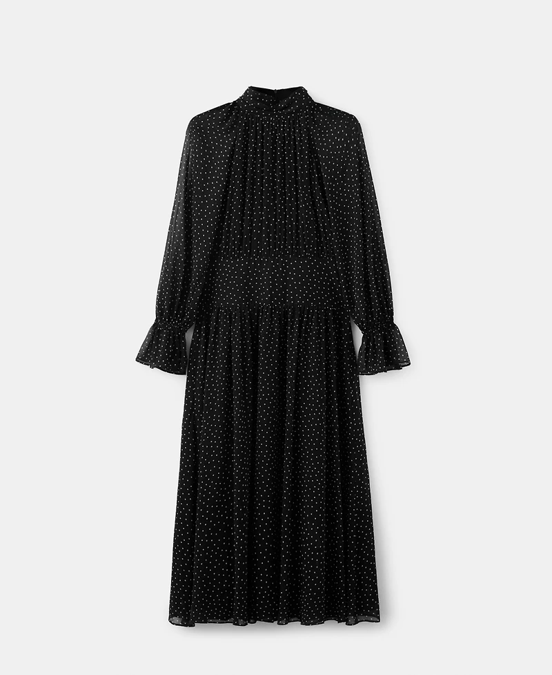 Mango Women's Puffed Sleeves Polka-Dot Dress