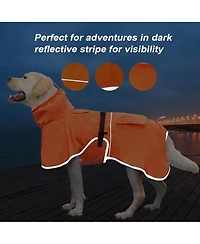 Aronkl Adjustable Hooded Raincoat for Medium Large Dogs with Reflective Edges