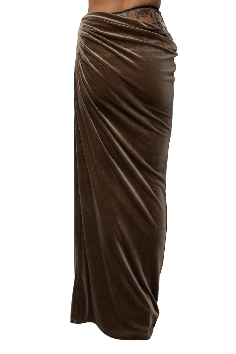 Jluxlabel Women's Velvet And Lace Maxi Skirt