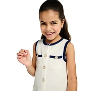 Kids Headquarters Girls' 2T-6X Popcorn Knit Pleated Tunic and Capri Leggings, 2-Piece Set