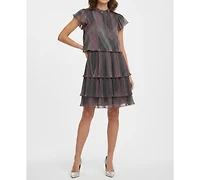 Vince Camuto Women's Metallic Crinkle Sleeveless Dress