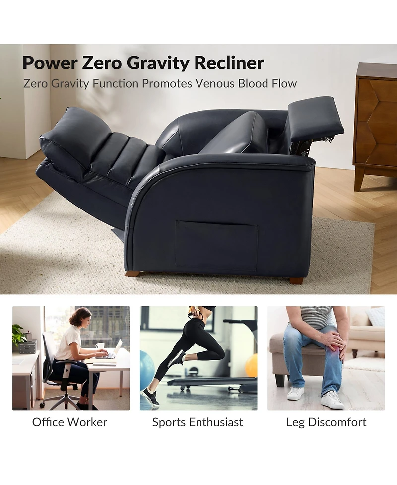 Bernhard Modern Dual Motor Genuine Leather Power Zero Gravity Recliner