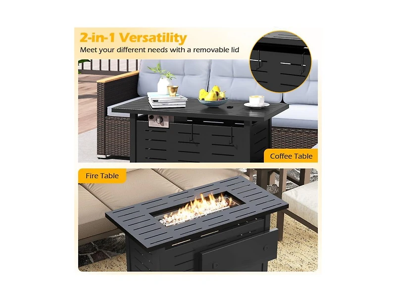 Slickblue 40 Inch Outdoor Propane Fire Pit Table with Lava Rocks