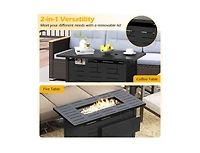 Slickblue 40 Inch Outdoor Propane Fire Pit Table with Lava Rocks