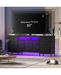 gaomon Tv Stand with Drawers and Outlet, Long Entertainment Center for Tv, Fabric Dresser Media Console