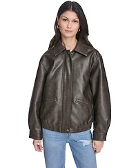 Levi's Women's Faux Leather Relaxed-Fit Bomber Jacket