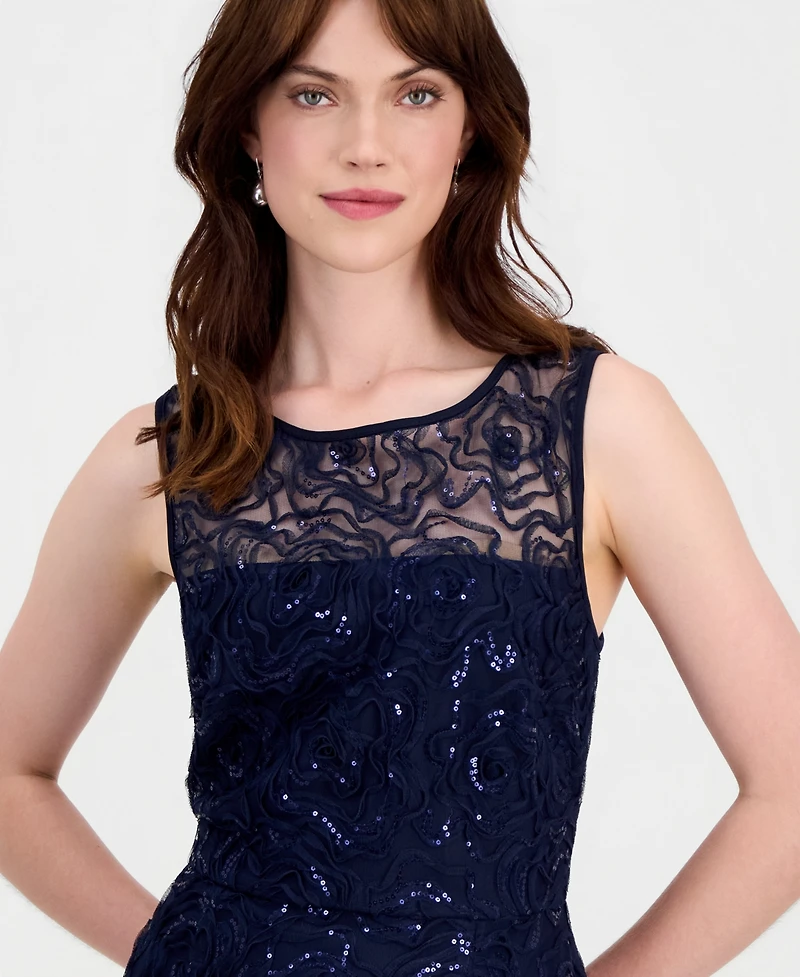 Connected Women's Illusion Sequin-Embellsihed Cocktail Dress