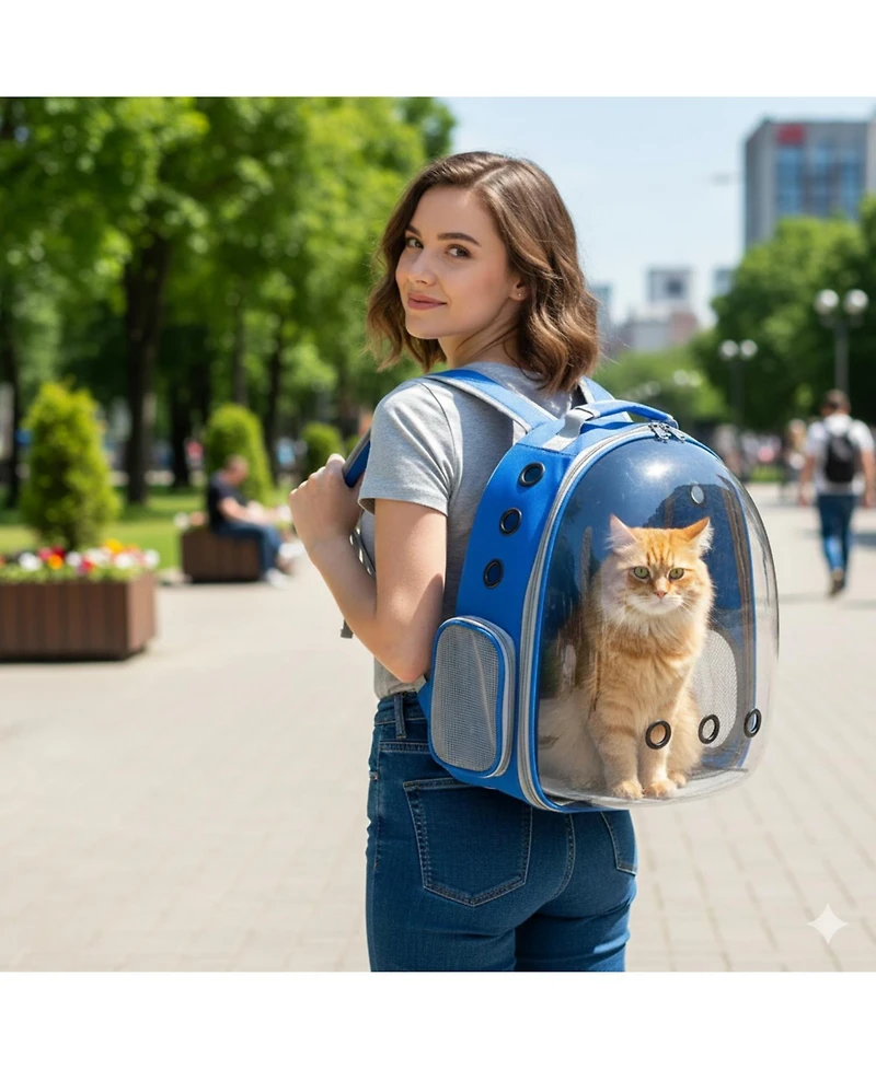 ProMounts Breathable Transparent Pet Carrier Bag for Cats & Small Dogs – Portable Space Capsule with Zipper, Ideal for Travel & Outdoor Adventu