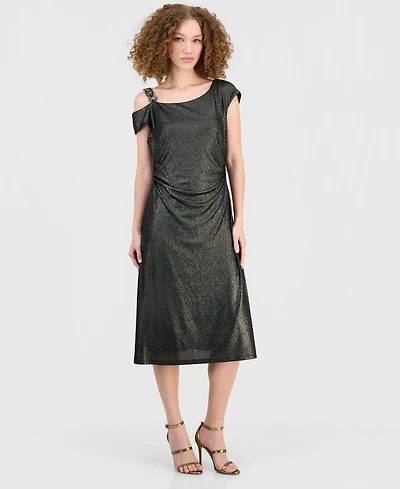 Connected Women's Off-The-Shoulder Stone Medallion Dress