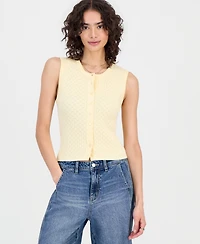 Madden Girl Juniors' Pointelle Knit Crewneck Cropped Vest