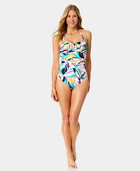 Anne Cole Women's Twist-Front Shirred Bandeau Neck One-Piece Swimsuit