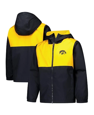 Columbia Big Boys and Girls Black Iowa State Cyclones Rainy Fields Lined Hoodie Full-Zip Jacket