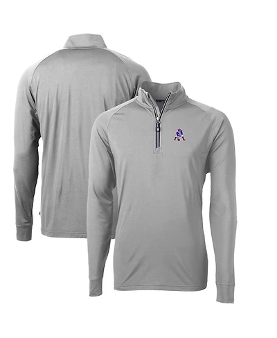 Cutter & Buck Men's Gray New England Patriots Adapt Eco Knit Stretch Quarter-Zip Throwback Pullover Sweatshirt