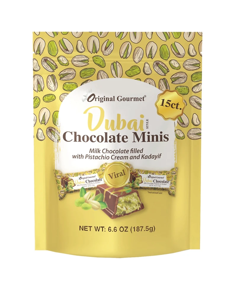 Original Gourmet Dubai Milk Chocolate Minis Bars Bag, 6 Pack with 15-Pc.