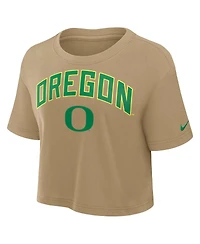 Nike Women's Tan Oregon Ducks Athletic Prep Arch Dri-fit Cropped T-Shirt