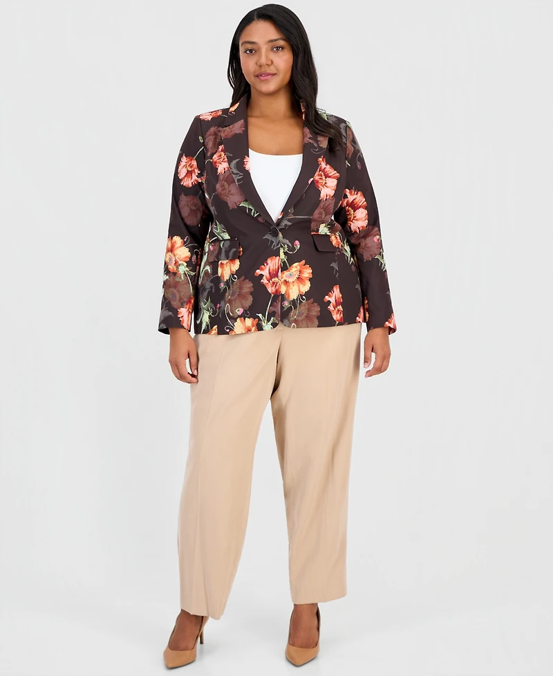 Tahari Asl Plus Printed One-Button Blazer