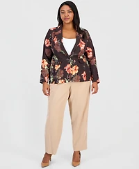Tahari Asl Plus Printed One-Button Blazer
