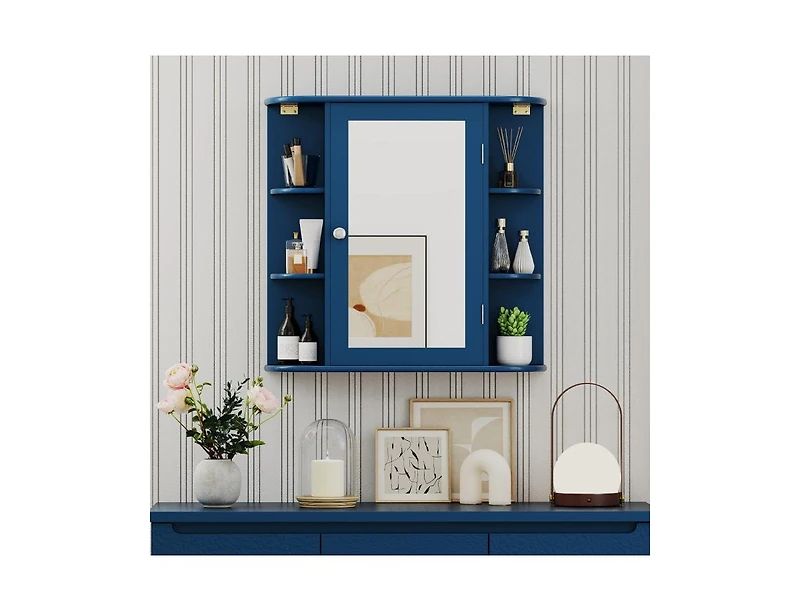 Slickblue Wall Bathroom Mirror Cabinet with Built-In Storage Shelves