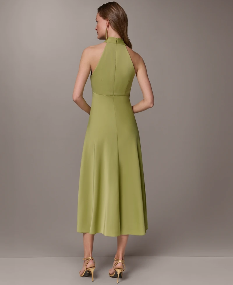 Donna Karan New York Women's Halter Neck Midi Dress with Empire Line