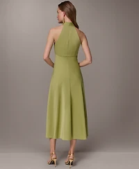 Donna Karan New York Women's Halter Neck Midi Dress with Empire Line