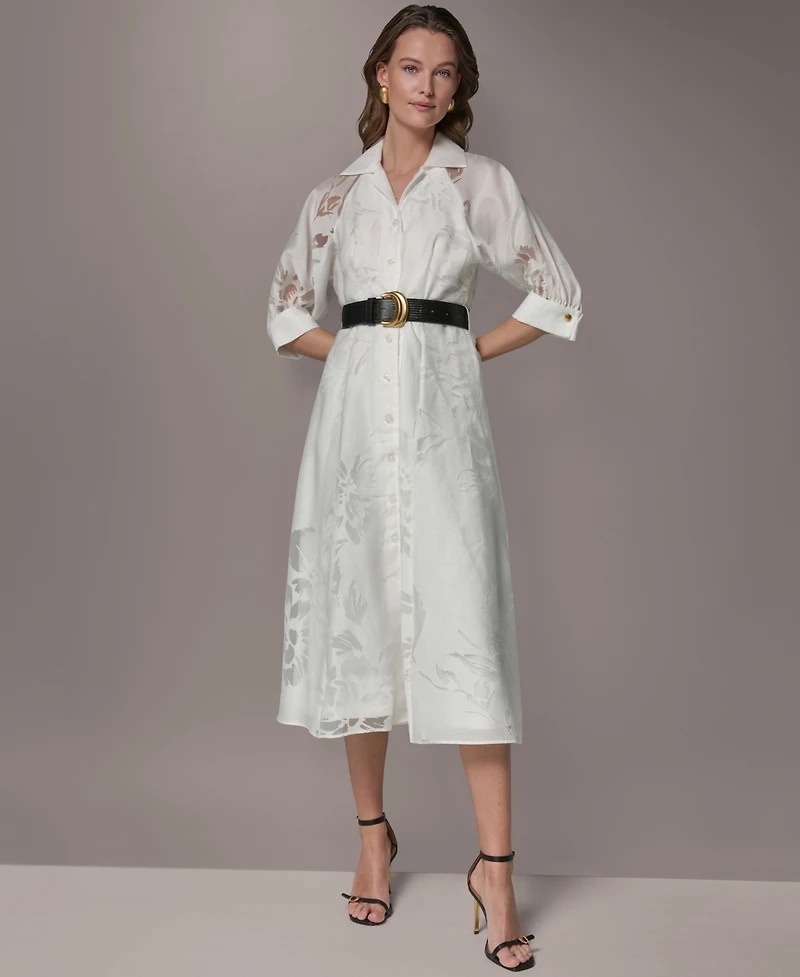 Donna Karan New York Women's Collared Midi Shirt Dress