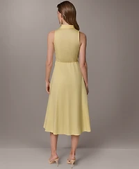 Donna Karan New York Women's Shirt Midi Dress with Waist Bow Tie