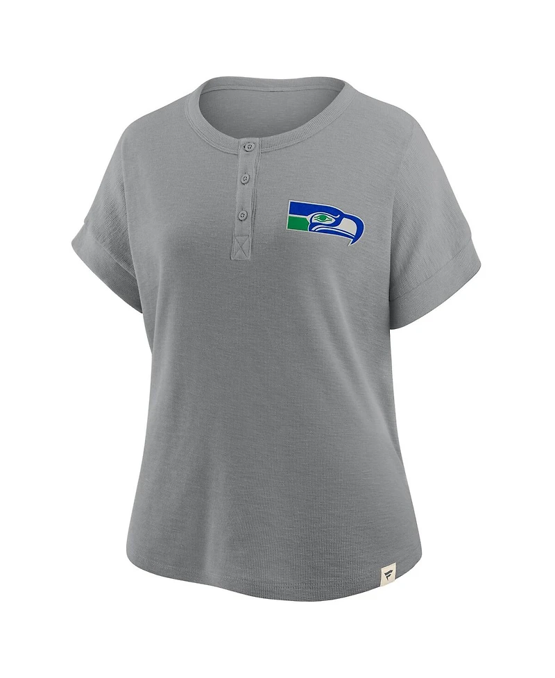 Fanatics Women's Heather Gray Seattle Seahawks Oversized Hometown Premium Henley Shirt
