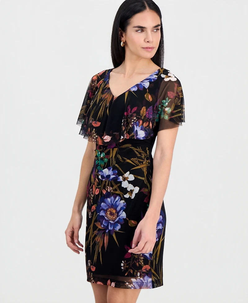 Connected Petite Mesh Sheath Dress