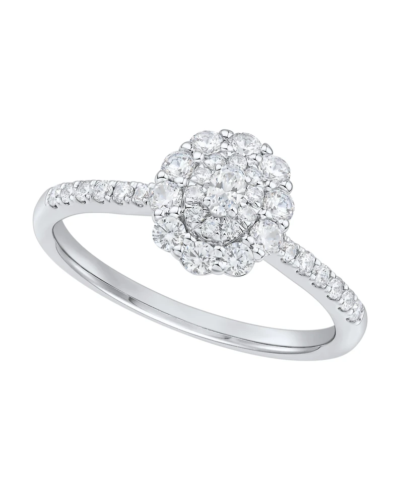 Macy's Diamond (1/2 ct. t.w.) Flower Engagement Ring in 14k White Gold