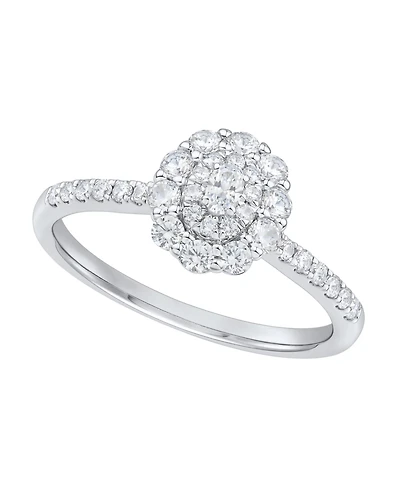 Macy's Diamond (1/2 ct. t.w.) Flower Engagement Ring in 14k White Gold