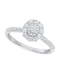 Macy's Diamond (1/2 ct. t.w.) Flower Engagement Ring in 14k White Gold
