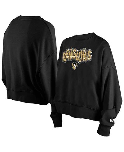 New Era Big Girls Black Pittsburgh Penguins Flip Sequin Sweatshirt