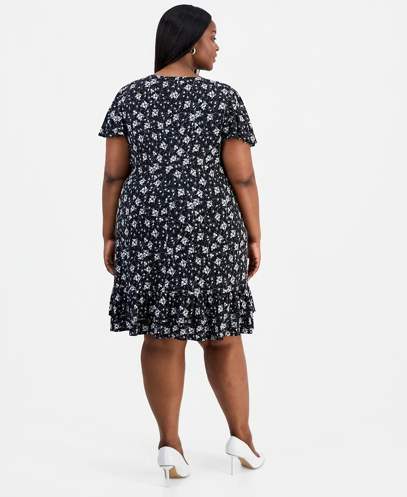 Connected Plus Round-Neck Short-Sleeve Dress