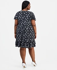 Connected Plus Round-Neck Short-Sleeve Dress