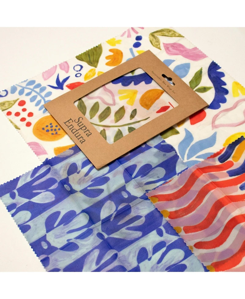 Supra Endura Poppy Garden Print Beeswax Wrap 3 pack