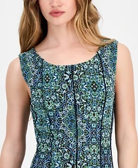 Connected Women's Round-Neck Sleeveless Mesh Panel Dress