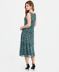 Connected Women's Round-Neck Sleeveless Mesh Panel Dress