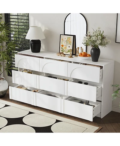 Homsee 63" 9-Drawer Wooden Dresser with Elegant Design – Bedroom Storage Chest