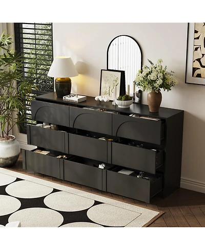 Homsee 63" 9-Drawer Wooden Dresser with Elegant Design – Bedroom Storage Chest
